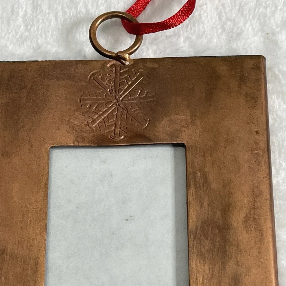 2 Christmas Tree Ornament Photo Picture Frame‎ Metal Snowflake Heavy See Photos